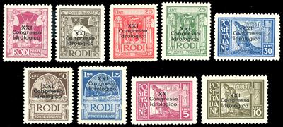1930, Soprastampati 'XXI Congresso Idrologico', serie completa (12/20), nuovi