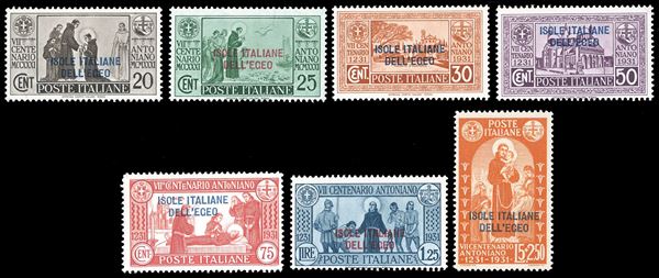 1931 - Sant'Antonio, serie completa (37/43), gomma originale integra, perfetti, ottima qualità. Ferrario.