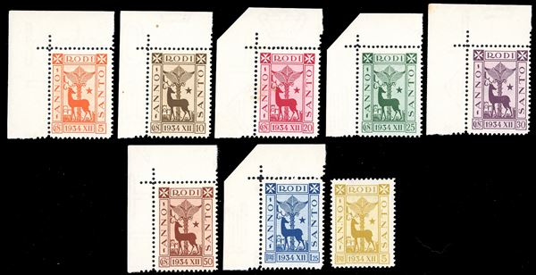 1935 - Anno Santo, serie completa (91/98), nuovi, gomma originale integra, perfetti. Il 5 lire firmato Ferrario, gli altri angolo di foglio.
