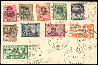 Occupazione tedesca, Egeo 1943 - Serie completa con espressi (118/125+E) su busta non viaggiata
