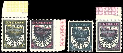 Ferrario, Occupazione tedesca Egeo - Posta aerea 1944, Soprastampati Pro Sinistrati di guerra (A5...