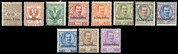 1903 - Floreale soprastampati, serie completa (19/29), nuovi, gomma originale, perfetti. Il n. 21 è usato.