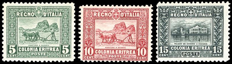 1928/29 - Soggetti africani, dent. 11, serie completa (129/131), nuovi, gomma originale integra, perfetti. Ferrario.  - Auction Philately - Cambi Casa d'Aste