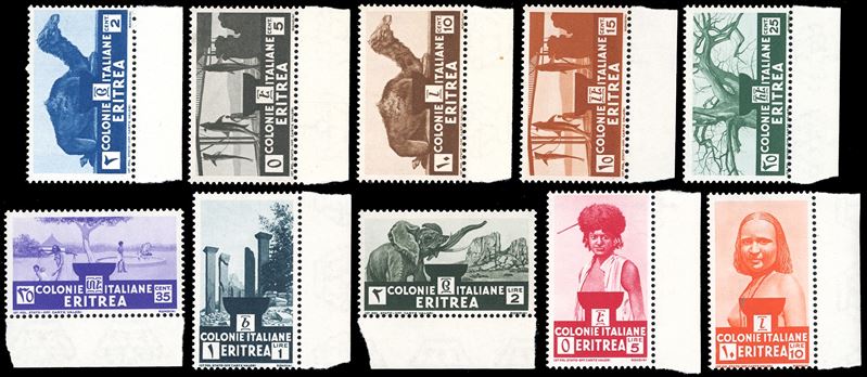 1933 - Soggetti africani, serie completa (203/212), nuovi, tutti bordo di foglio, gomma originale integra, perfetti. Molto belli.  - Auction Philately - Cambi Casa d'Aste