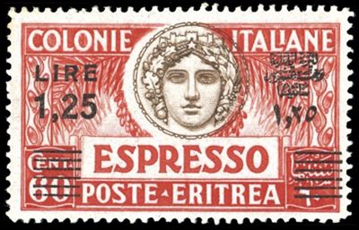 ESPRESSI, 1,25 lire su 60 cent. con soprastampa nera (10), dent. 13 1/2