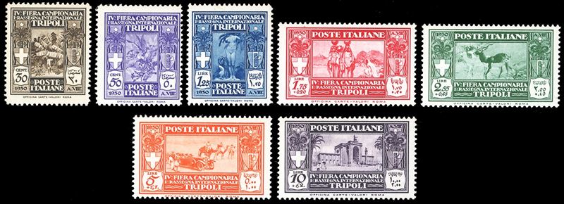 1930 - IV Fiera di Tripoli, serie completa (87/93), nuovi, gomma originale integra, perfetti. Ferrario.  - Auction Philately - Cambi Casa d'Aste