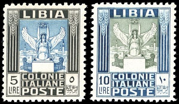1937 - 5 e 10 lire Pittorica, senza filigrana, dent. 11 (144/145), nuovi, gomma originale, leggera traccia di linguella, perfetti e ben centrati. A.Diena, G.Bolaffi.