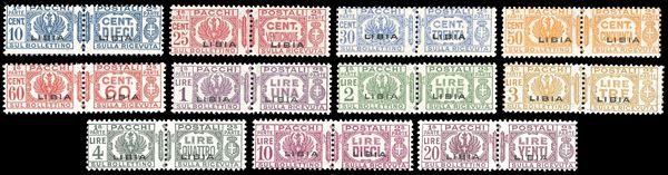 PACCHI POSTALI 1927/1937 - Soprastampati, serie completa (14/24), nuovi, gomma originale integra, perfetti. Molto freschi. Alti valori G.Oliva e cert. Ferrario.