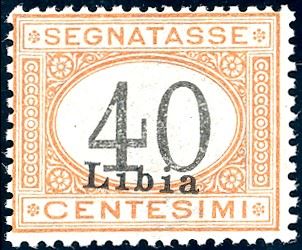 SEGNATASSE 1930 - 40 cent. arancio, cifre nere (11A), nuovo, gomma originale integra, perfetto. Freschissimo e splendido. Questo raro francobollo, di cui esistono solo 100 esemplari provenienti da un unico foglio, non esiste centrato, qualitativamente questo è uno dei migliori esistenti. Cert. Ferrario ed Enzo Diena 1986.