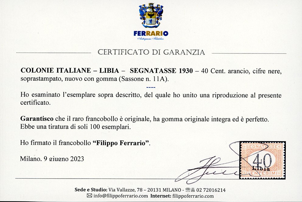 Francobollo Segnatasse, 1930 - 40 cent. arancio, cifre nere (11A)