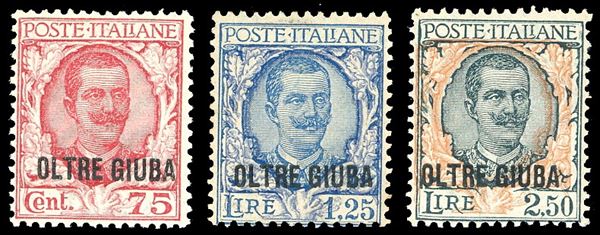 1926 - Floreale soprastampati (42/44), gomma originale integra, perfetti. Ferrario.