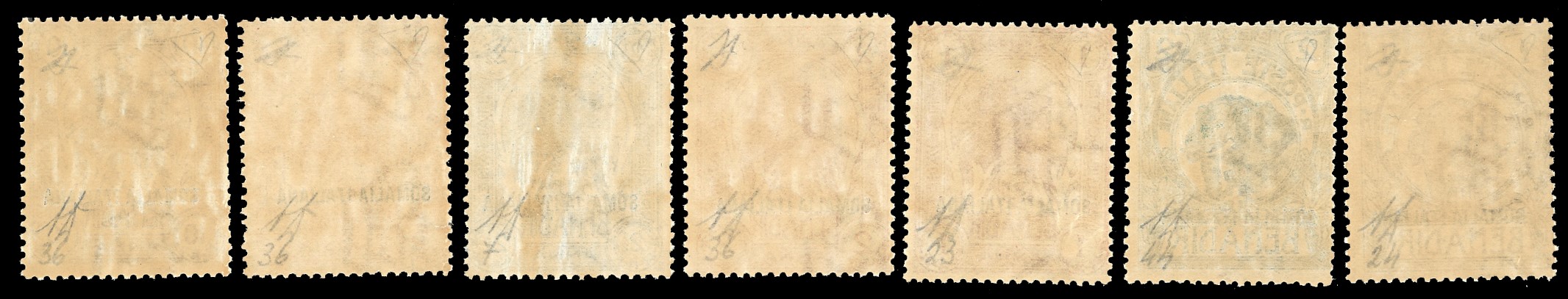 Enzo e Alberto Diena, 1921 - Elefanti e Leoni, serie completa di francobolli soprastampati