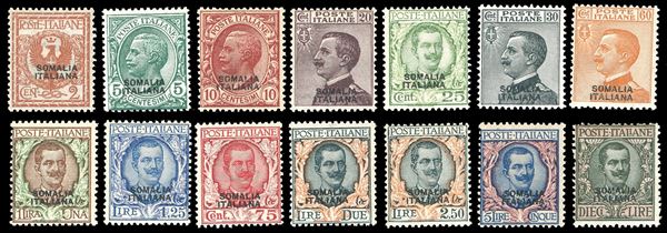1926/1930 - Floreale, Michetti e Leoni soprastampati, serie completa di 14 valori (92/104+96A), nuovi, gomma originale integra, perfetti. Molto freschi. Alti valori Ferrario.