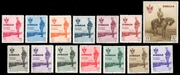 1935 - Visita del Re in Somalia, serie completa (199/212), nuovi, gomma originale integra, perfetti. Alto valore cert. Ferrario.