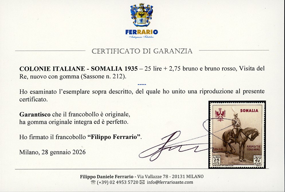 1935, Visita del Re in Somalia, serie completa (199/212), gomma originale integra