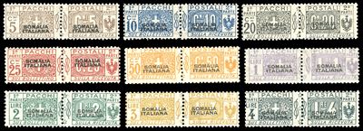 Nodo di Savoia, Pacchi Postali 1917/19, soprastampati in nero, I tipo, serie completa (1/9), nuov...