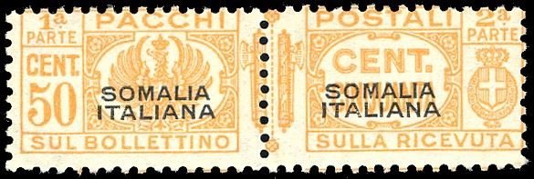 PACCHI POSTALI 1940 - 50 cent. arancio fasci al centro, soprastampa del I tipo (58), nuovo, gomma originale integra, perfetto. Molto raro e di ottima qualità. A.Diena, cert. E.Diena.