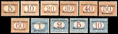 Somalia Italiana Meridionale, Serie Completa di Francobolli Soprastampati 1906, nuovi con gomma o...