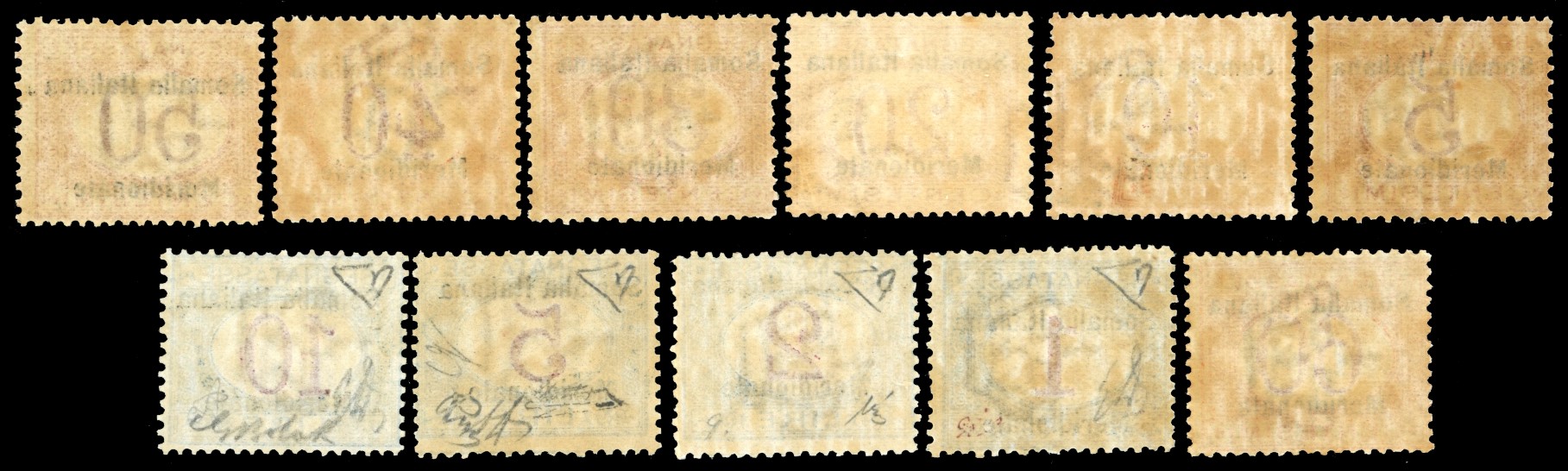 Somalia Italiana Meridionale, Serie Completa di Francobolli Soprastampati 1906, nuovi con gomma o...