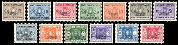 SEGNATASSE 1934 - Soprastampati, serie completa (52/64), nuovi, gomma originale integra, perfetti. Alti valori Ferrario.l