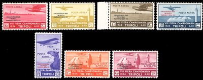 Posta Aerea, Circuito delle Oasi, serie completa (A34/A41), 1934, francobolli nuovi con gomma ori...