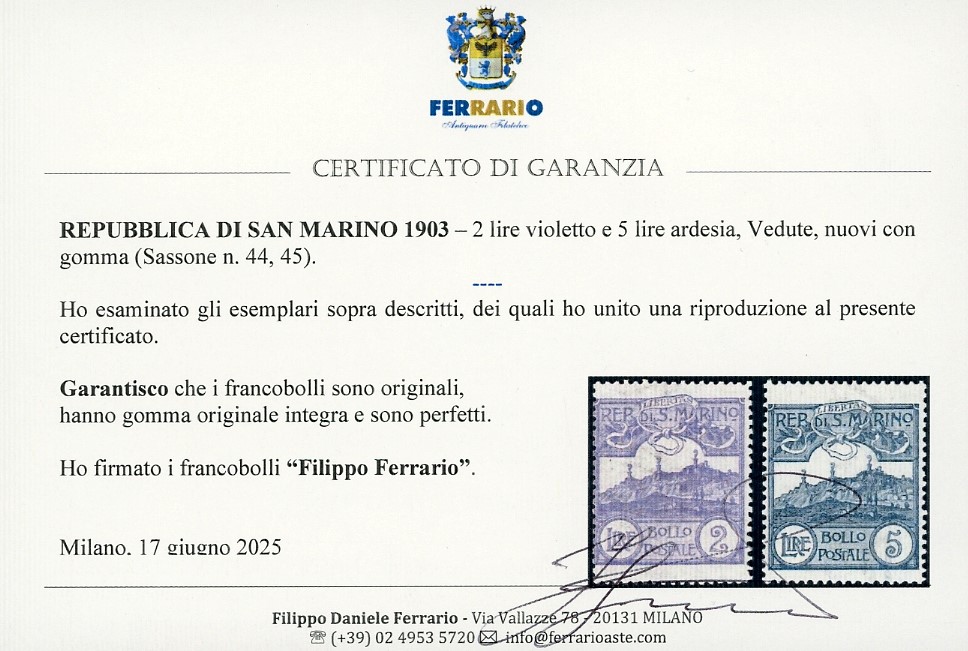 1903, Cifra o veduta, serie completa (34/45), gomma originale integra
