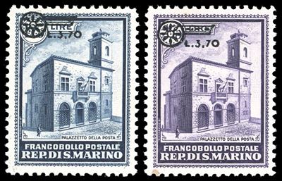 Ferrario, Palazzetto della Posta, serie completa di soprastampati (184/185), 1934
