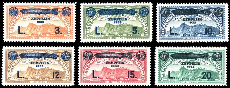1933 - Zeppelin, serie completa (11/16), gomma originale integra, perfetti e molto freschi. Cert. commerciale.  - Asta Filatelia - Cambi Casa d'Aste