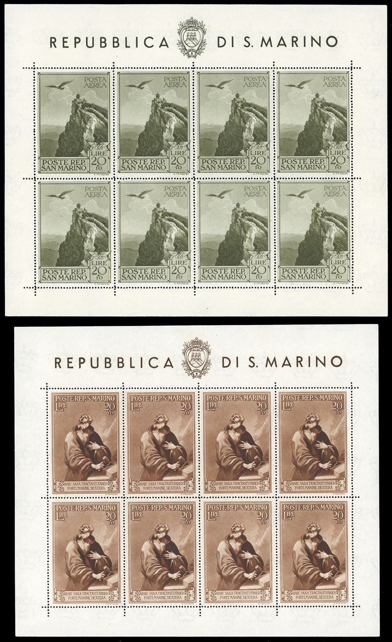 1944 - Pro Case Popolari, foglietti, serie completa (4/5), nuovi, gomma originale integra, perfetti. Ferrario.  - Asta Filatelia - Cambi Casa d'Aste