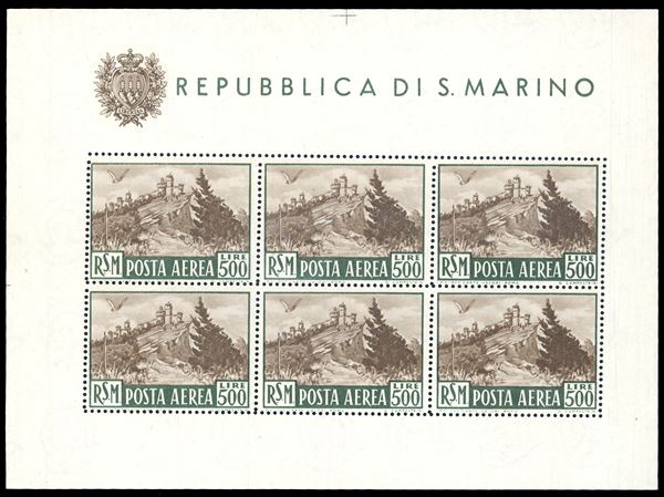 1951 - 500 lire Veduta, foglietto (12), nuovo, gomma originale integra, perfetto e di ottima qualità. Cert. E.Diena.