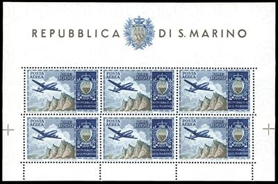 1954, 1.000 lire Aereo, foglietto (16) con gomma originale integra