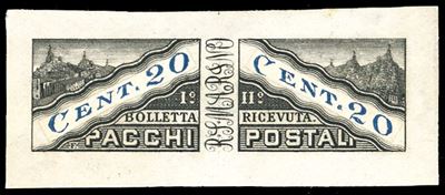 Francobollo, Prova in nero grigio con indicazione del valore '20 cent.'
