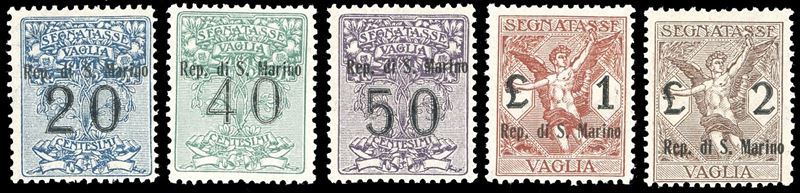 1924 - Soprastampati, serietta di 5 valori (1/5), nuovi, gomma originale integra, perfetti. Ottima qualità. Ferrario.  - Asta Filatelia - Cambi Casa d'Aste