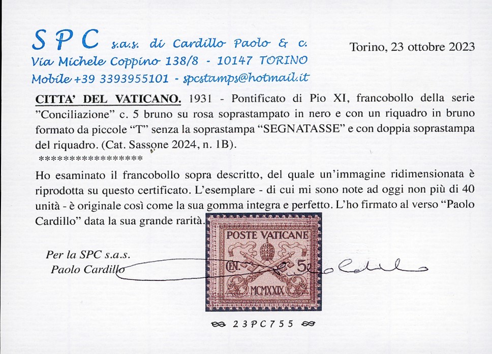 Francobollo, SEGNATASSE 1931 - 5 cent. senza soprastampa 'SEGNATASSE' (1b), nuovo