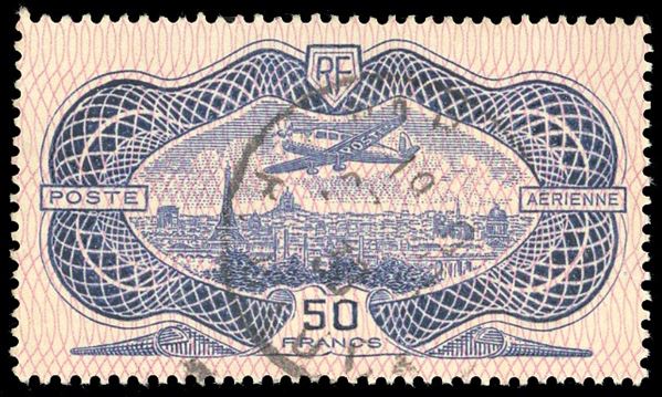 FRANCIA POSTA AEREA 1936 - 50 fr. Burelè (A15), usato, perfetto.