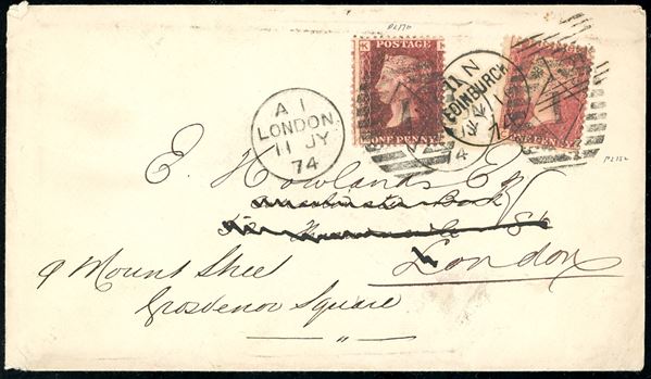 GRAN BRETAGNA 1874 - Redirected with double franking.