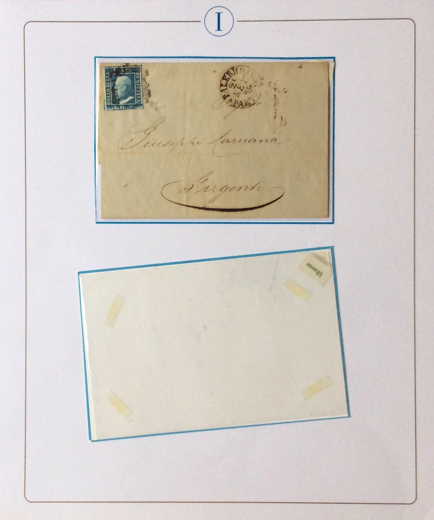 Collezione di francobolli della Sicilia 1859/1860, 46 esemplari e 10 lettere