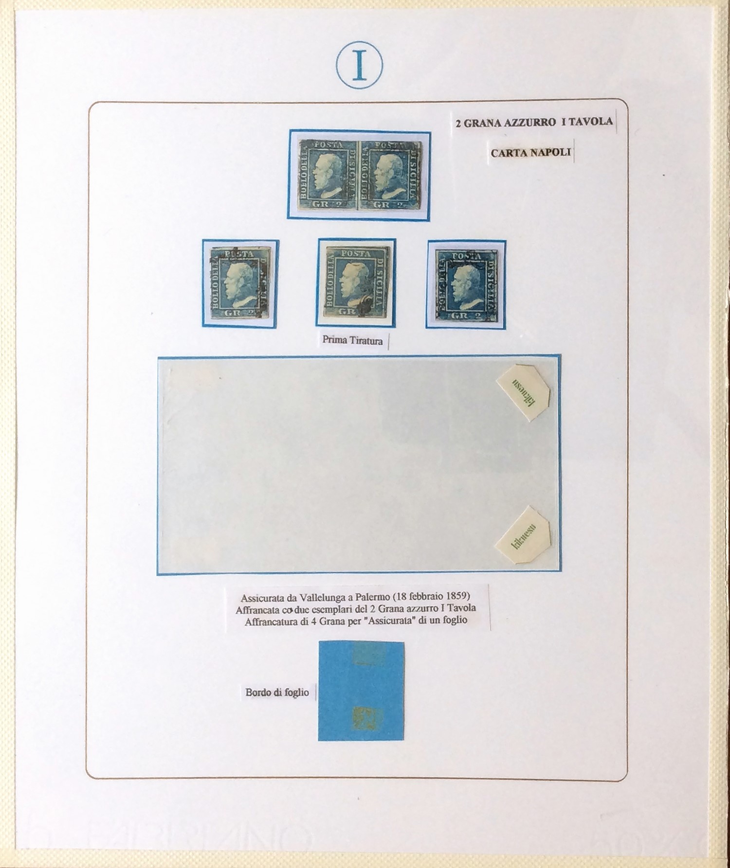 Collezione di francobolli della Sicilia 1859/1860, 46 esemplari e 10 lettere