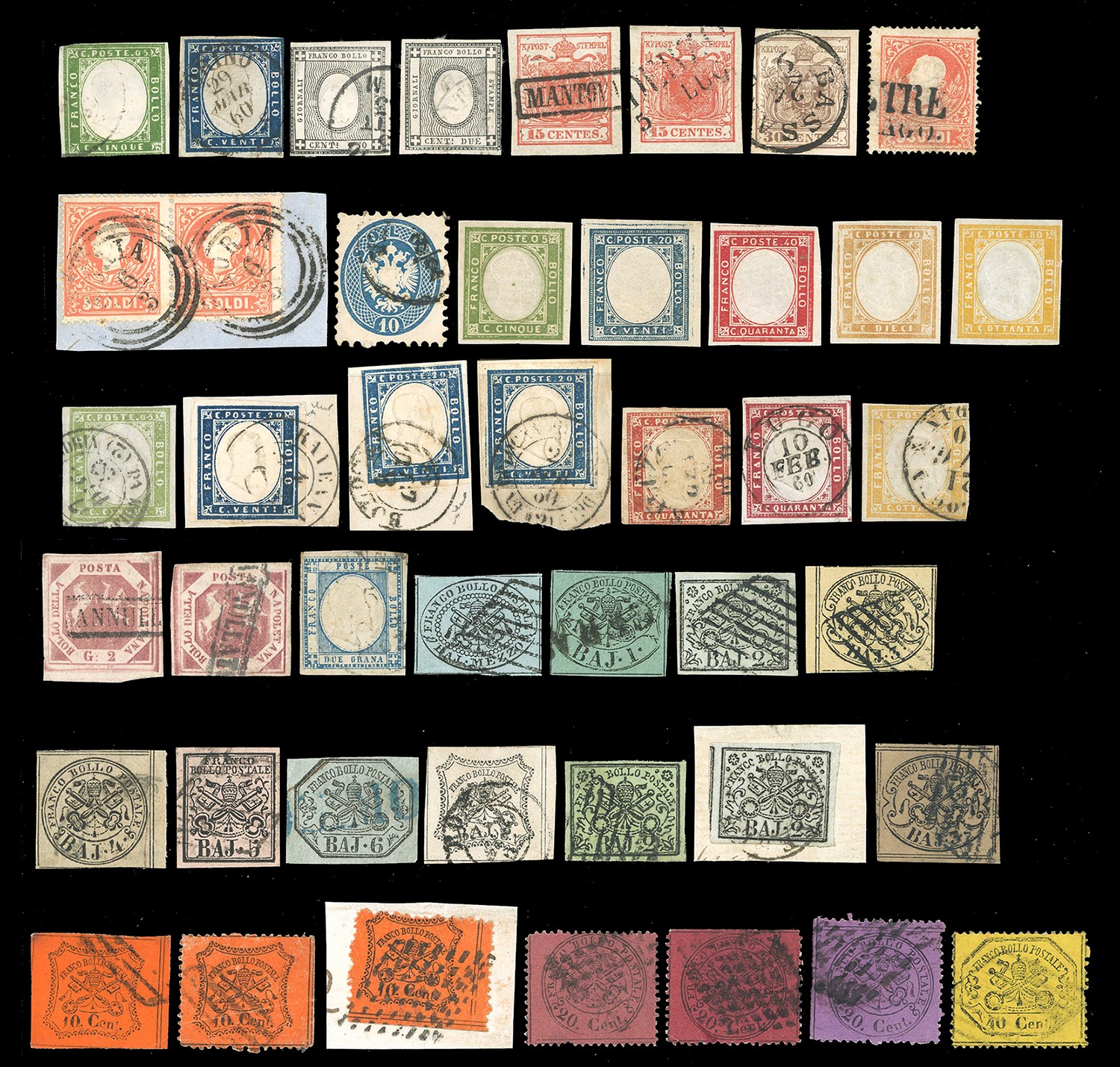 Francobolli e lettere, Antichi Stati Italiani 1850-1870