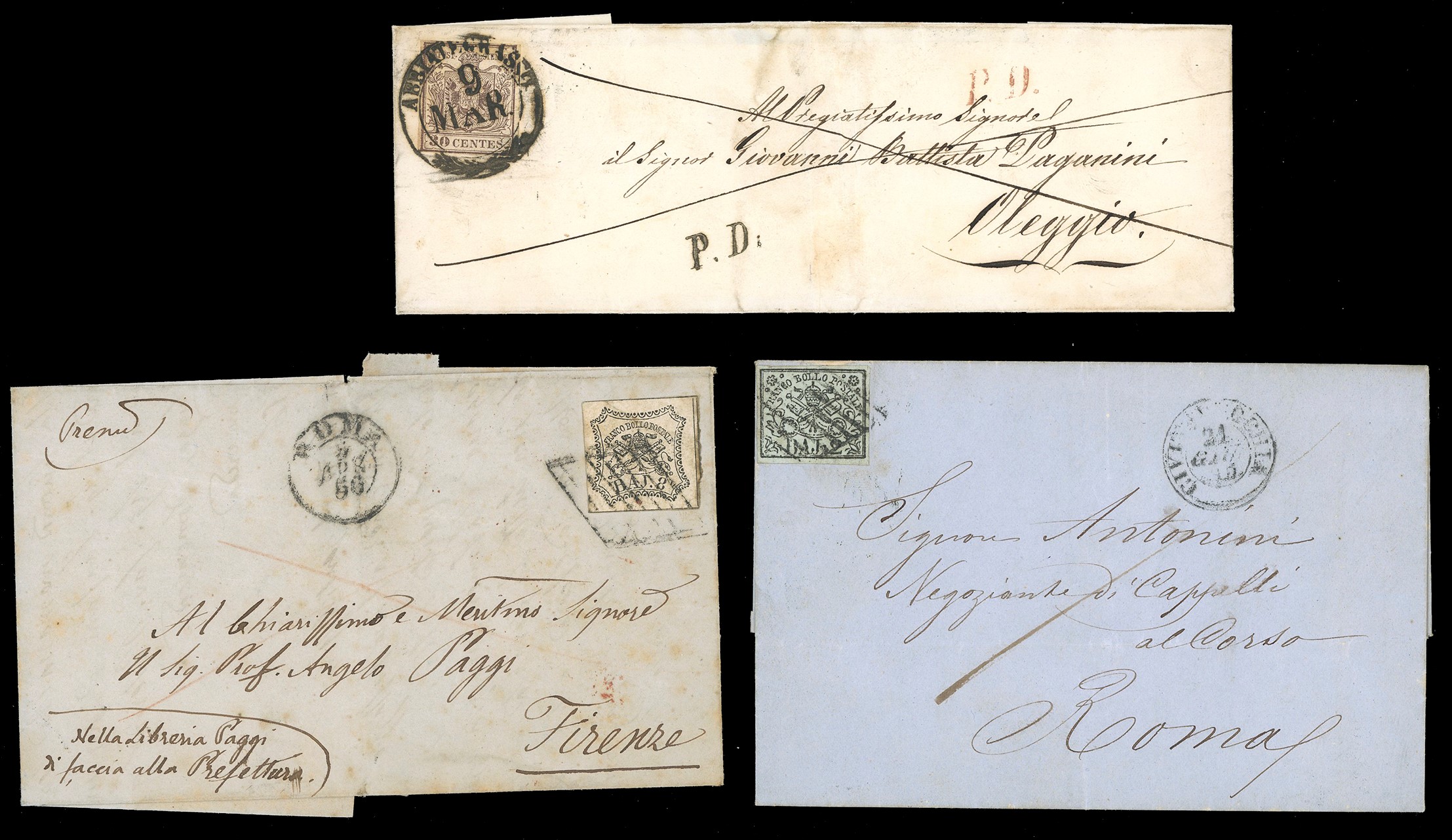 Francobolli e lettere, Antichi Stati Italiani 1850-1870