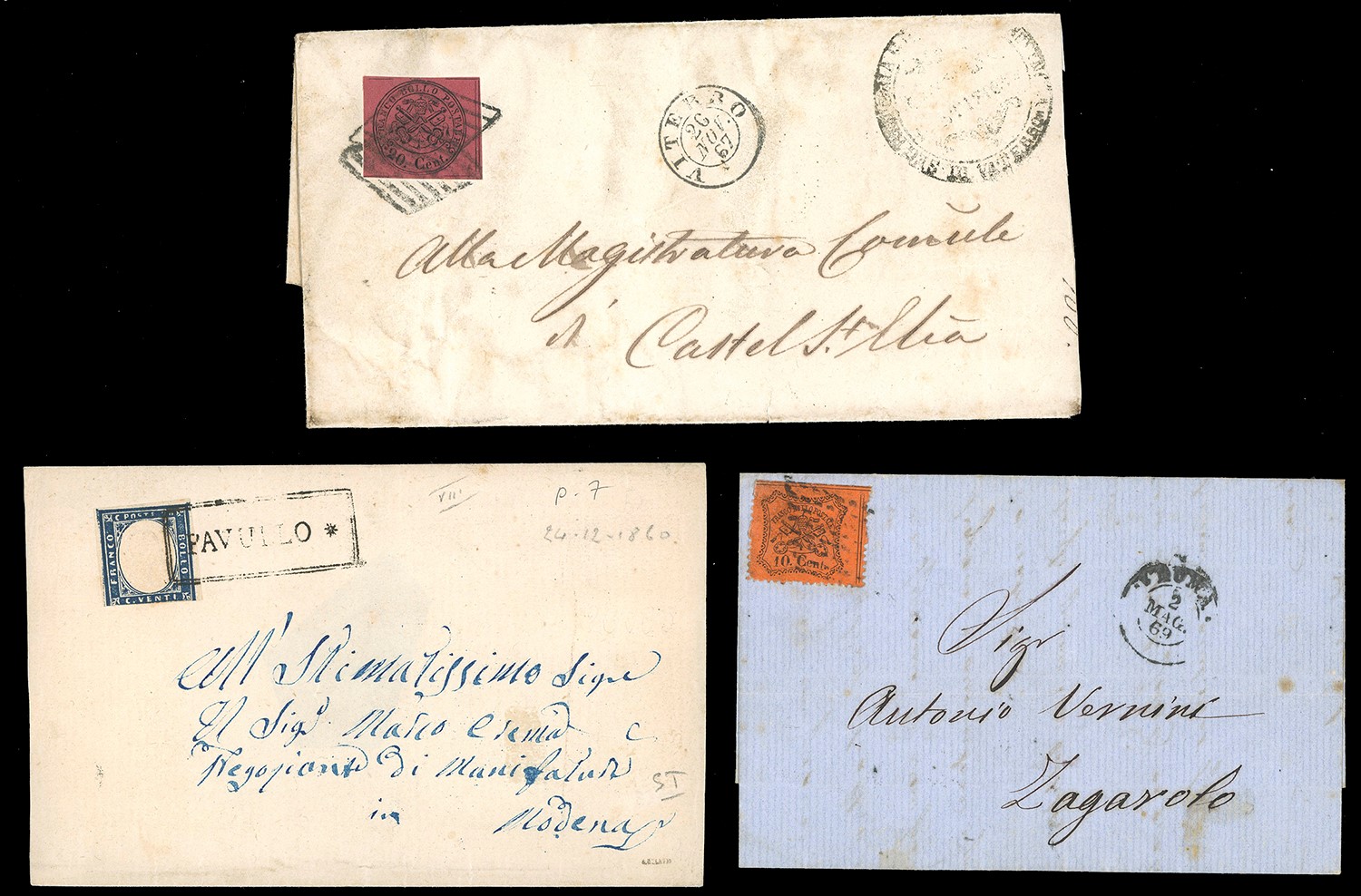 Francobolli e lettere, Antichi Stati Italiani 1850-1870