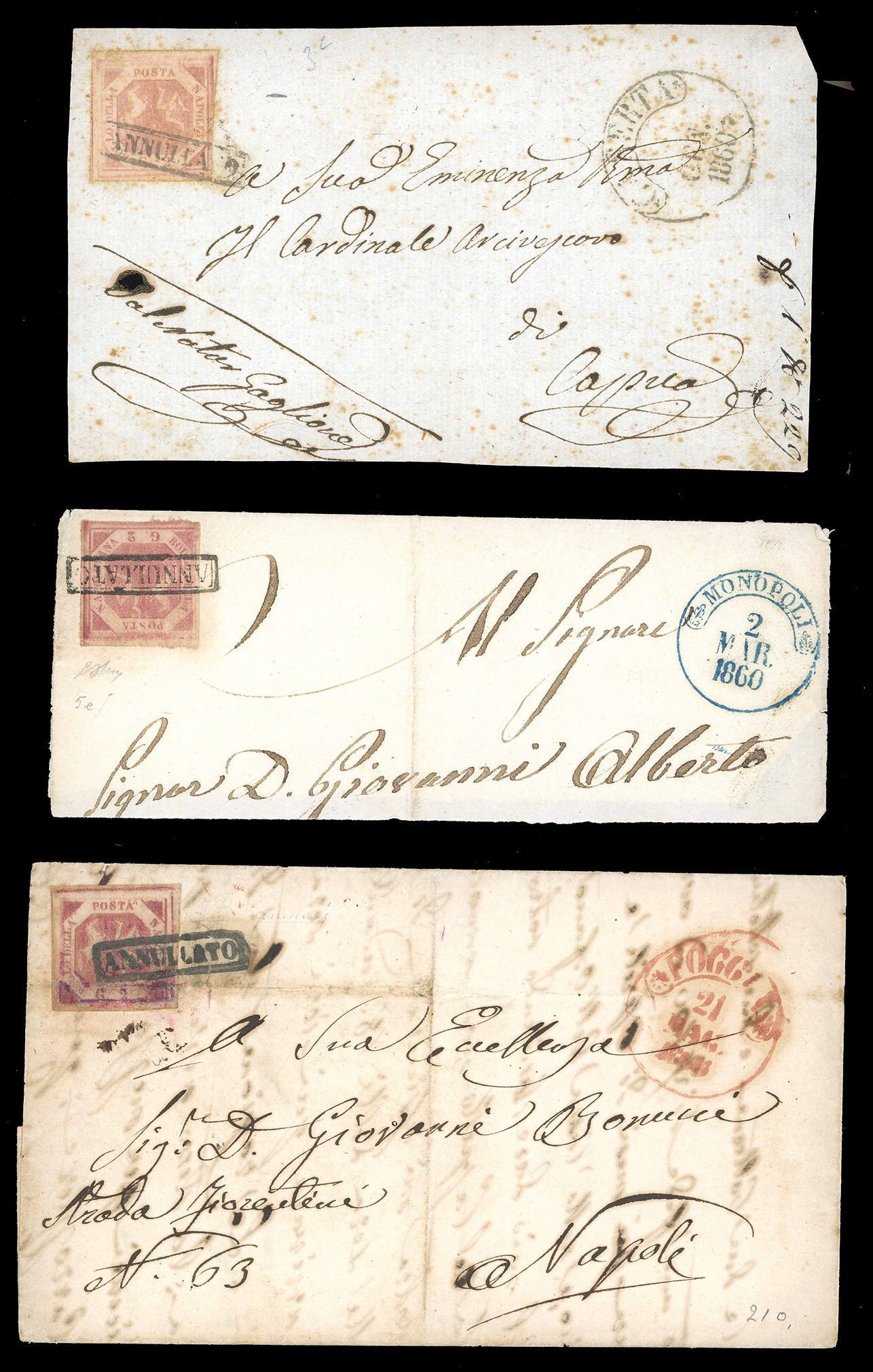 Francobolli e lettere, Antichi Stati Italiani 1850-1870