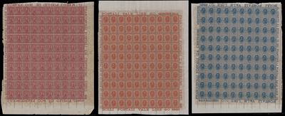 Regno d'Italia, 10 cent., 20 cent. e 25 cent. Umberto I, Fogli completi di 100 esemplari, 1893/18...