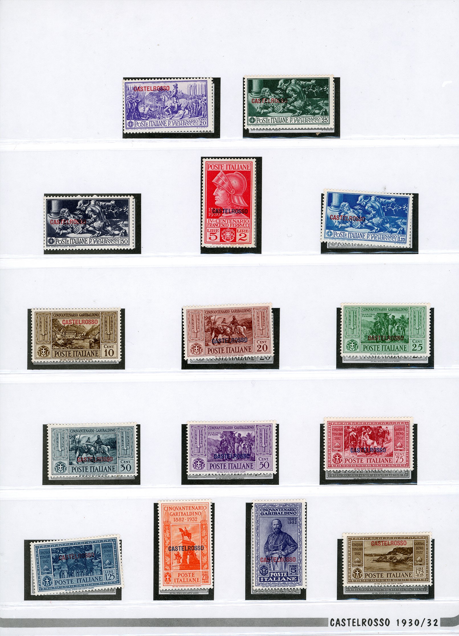 CASTELROSSO, 1922 - Serie completa di francobolli dell'isola (1/9, 10/14, 15/24, 25/29, 30/39), g...