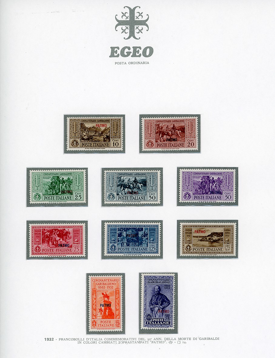 Garibaldi, Serie completa dei francobolli delle isole Egee del 1932, inclusi Castelrosso e la pos...
