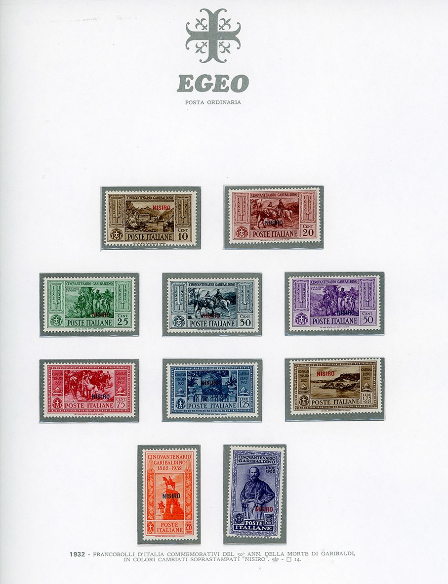 Garibaldi, Serie completa dei francobolli delle isole Egee del 1932, inclusi Castelrosso e la pos...