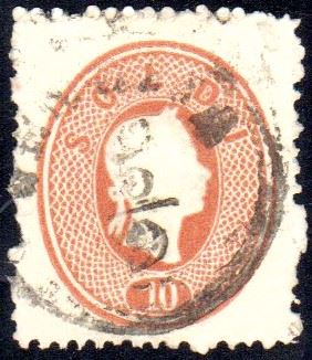 1862 - 10 soldi bruno mattone (34), impronta in albino di uno spazio tipografico in alto a destra, usato, perfetto. Molto Raro! Cert. E.Diena.
