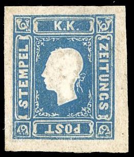 1858 - 1,05 soldi azzurro (8), nuovo, gomma originale, perfetto. Cert. Matl.