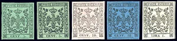 1852/55 - L'emissione completa con punto dopo le cifre (7/11), nuovi, gomma originale, perfetti e molto freschi. A.Diena e Ferrario.