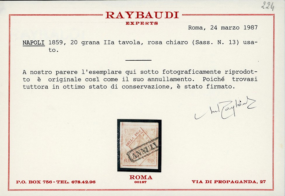 Emissione completa di 14 esemplari, francobolli usati (1858/59)